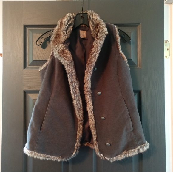 J Jill Grey Fur Lined Vest Women's Extra Small - Picture 3 of 5